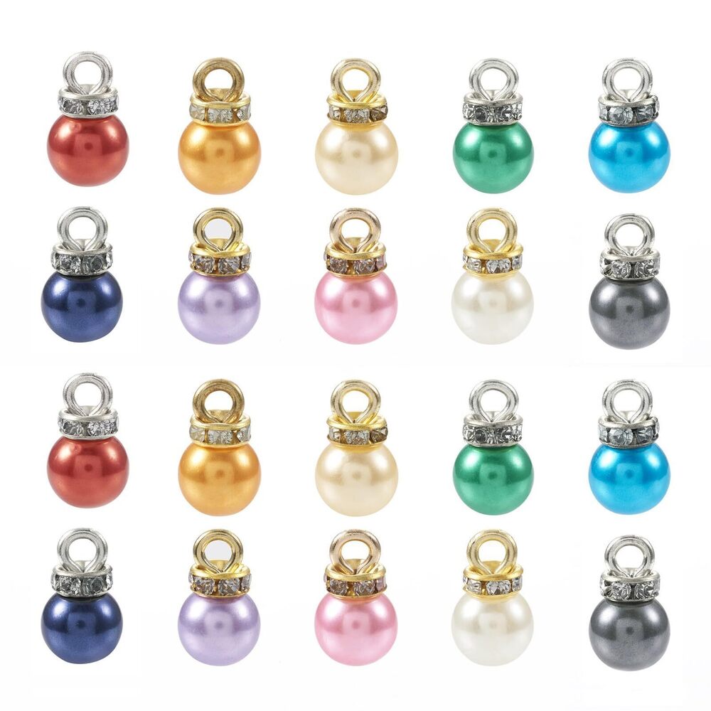 5874 Beadthoven 100pcs Imitation Pearl Charms Pendants 10 Colors Plastic